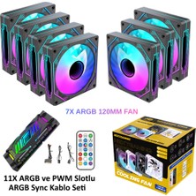 Next Gaming NG-A120B 7 Adet Infinity Mirror Argb Pwm Kasa Fanı 11X Argb Pwm Slot Kontrolcü ve Kumanda Siyah