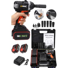 Stilmax Kömürsüz 58V Darbeli Somun Sökme Matkap Seti 10A 520NM Li-on Akülü 2 Pil ile