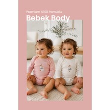 İlays Babywearing Premium %100 Pamuklu Çıt Çıtlı Nakışlı Uzun Kollu Bebek Zıbın Body 2li Set Takım