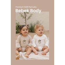 İlays Babywearing Premium %100 Pamuklu Çıt Çıtlı Nakışlı Uzun Kollu Bebek Zıbın Body 2li Set Takım