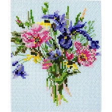İğne İzi Desenli Kanaviçe Seti – El Işi Nakış Kiti, Renkli Ipliklerle Tam Set 20X28