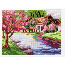 İğne İzi Desenli Kanaviçe Seti – El Işi Nakış Kiti, Renkli Ipliklerle Tam Set 20X28