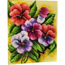 İğne İzi Desenli Kanaviçe Seti – El Işi Nakış Kiti, Renkli Ipliklerle Tam Set 20X28