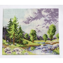 İğne İzi Desenli Kanaviçe Seti – El Işi Nakış Kiti, Renkli Ipliklerle Tam Set 20X28