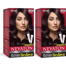 Nevaton Koyu Kestane Krem Saç Boyası 2'li Set Amonyaklı Kadınlar İçin Uzun Süre Kalıcı Renk