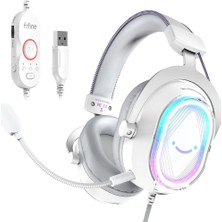 Fifine Ampligame H13 Mikrofonlu 7.1 Rgb Oyuncu Kulaklığı Beyaz