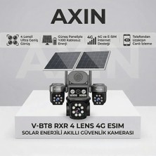 Rxr V-Bt8 4 Lensli 4g E-Sım Destekli Solar Güneş Enerjili Kablosuz Akıllı Güvenlik Kamerası