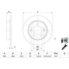 Bosch Depomix Arka Fren Diski Dolu Tip Hyundai İX20 1.4l 1.6l 11- / Kia Venga 1.4l 1.6l 10-19 258 Çap x 5 Bijo N - Adet Disk Idır