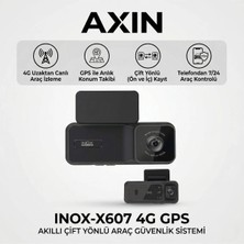 Inox -X607 4g Gps Destekli Çift Yönlü Ön ve Iç Mekan Canlı Izleme Araç Içi Güvenlik Kamerası