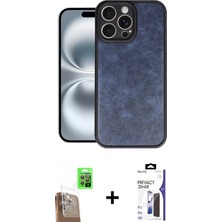 Marsilyan™- iPhone 16 Pro Max Kılıf Kıvılcım Işık Serisi - Siyah Bilvis 3x Ar Hayalet Cam Ekran Koruyucu + Raze Metal Kamera Lens - Cltm