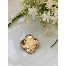 Halley Concept Işıltılı Kenarlı Gold Şans Broşu