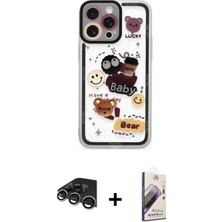 Marsilyan™- iPhone 14 Pro Max Kılıf Çekirdek Asil - Siyah Bilvis 3D Mat Cam Ekran Koruyucu + Raze Metal Kamera Lens - Gs