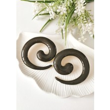 Halley Concept Sütlü Kahve Luna Spiral Mine Kaplama Çelik Küpe 6x5,5 cm