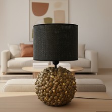 Ottiotte Gild-Black Siyah Hasır Başlıklı Modern Masa Lambası Abajur