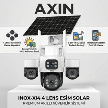 Inox -X14 4 Lensli E-Sım Destekli Solar Güneş Enerjili 4g Kablosuz Akıllı Güvenlik Kamerası