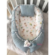 Jaju Baby Yeşil Örgü Kumaş Ceylan Tasarım Ponponlu Babynest