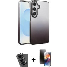 Marsilyan™- Galaxy A25 5g Kılıf Kıvılcım Minimal Özel Seri - Siyah 3D Antistatik Mat Seramik Nano Ekran Koruyucu + Valdez Metal Kamera Lens - Sh