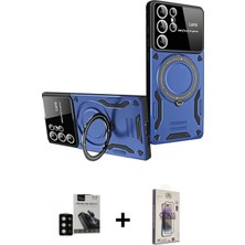 Marsilyan™- Galaxy S24 Ultra Kılıf Kıvılcım Modern Serisi - Siyah Bilvis 3D Cam Ekran Koruyucu + Pvd Metal Kamera Lens - Sh