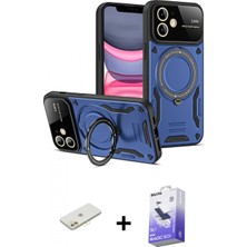 Marsilyan™- iPhone 11 Kılıf Kıvılcım Modern Serisi - Siyah Bilvis 5in1 5d Magic Hayalet Cam Ekran Koruyucu + Renkli Kamera Lens Koruma Cam - Tu