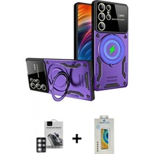 Marsilyan™- Galaxy S24 Ultra Kılıf Kıvılcım Modern Serisi - Siyah Polymer Nano Ekran Koruyucu + Pvd Metal Kamera Lens - Pe