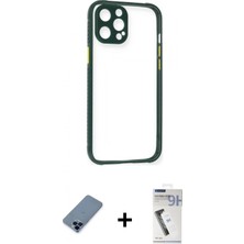 Marsilyan™- iPhone 12 Pro Kılıf Nova Asil Özel Seri - Şeffaf Uv Polymer Nano Ekran Koruyucu + Metal Kamera Lens Koruma Cam - Mı