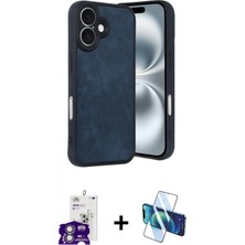 Marsilyan™- iPhone 16 Kılıf Kıvılcım Işık Serisi - Siyah 3D Antistatik Seramik Nano Ekran Koruyucu + Bilvis Titan Kamera Lens - Gs