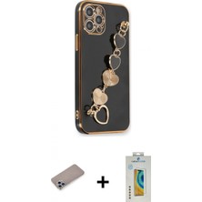 Marsilyan™- iPhone 12 Pro Max Kılıf Nova Işık Prime - Siyah Polymer Nano Ekran Koruyucu + Shine Kamera Lens Koruma Cam - Sabe