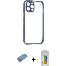 Marsilyan™- iPhone 12 Pro Kılıf Nova Asil Özel Seri - Siyah Polymer Nano Ekran Koruyucu + Shine Kamera Lens Koruma Cam - Pe