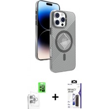 Marsilyan™- iPhone 16 Pro Max Kılıf Nova Modern Prime - Siyah Bilvis 3x Ar Hayalet Cam Ekran Koruyucu + Raze Metal Kamera Lens - Bz
