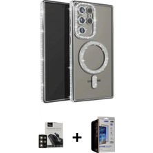 Marsilyan™- Galaxy S23 Ultra Kılıf Zirve Doku Prime - Siyah Durable Full Glue Curved Hayalet Cam + Pvd Metal Kamera Lens - Gd