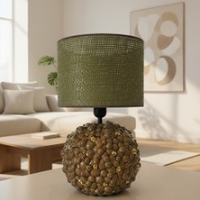 Ottiotte Gild-Black Haki Hasır Başlıklı Modern Masa Lambası Abajur