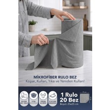 Sihirli Mop Yıkanabilir Rulo Mikrofiber Bez (25X25 Cm) 20'li Pratik Koparılabilir Yaprak