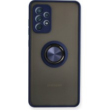 Bezos Galaxy A72 Kılıf Montreal Yüzüklü Silikon Kapak - Lacivert
