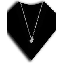 Roxx Jewellery 925 Ayar Gümüş Tek Taş Sallantılı Zarıf Taşlı Yonca Kadın Kolye