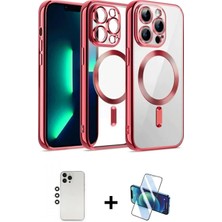 Marsilyan™- iPhone 12 Pro Kılıf Nova Işık Özel Seri - Siyah 3D Antistatik Cam Ekran Koruyucu + Shine Kamera Lens - Gs