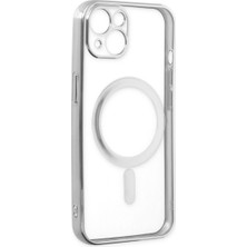 Bezos iPhone 14 Plus Kılıf Magneticsafe Lazer Silikon - Gümüş