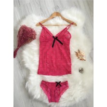 Organza Butik Kadın Kırmızı Fantezi Dantelli Külot Atlet Takım 755