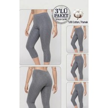 Altınay 3'lü Büyük Beden Pamuklu Kadın Tayt Yüksek Bel Kapri Rahat Esnek Toparlayıcı - Plus Size Capri Leggings - 5060
