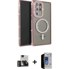 Marsilyan™- Galaxy S23 Ultra Kılıf Zirve Doku Prime - Siyah Durable Full Glue Curved Hayalet Cam + Pvd Metal Kamera Lens - Gd