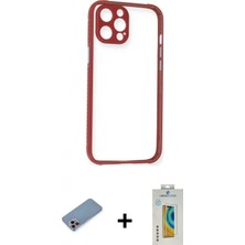 Marsilyan™- iPhone 12 Pro Kılıf Nova Asil Özel Seri - Siyah Polymer Nano Ekran Koruyucu + Shine Kamera Lens Koruma Cam - Pe