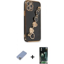 Marsilyan™- iPhone 12 Pro Kılıf Nova Işık Prime - Siyah 360 Mat Full Body Arka Koruyucu + Metal Kamera Lens Koruma Cam - Kuyl