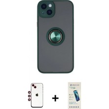 Marsilyan™- iPhone 14 Kılıf Yörünge Çizgi - Şeffaf Pasifik Cam Ekran Koruyucu + Shine Kamera Lens - Kı
