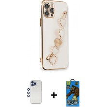 Marsilyan™- iPhone 12 Pro Max Kılıf Nova Işık Prime - Siyah 18D Cam Ekran Koruyucu + Shine Kamera Lens - Lt