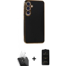 Marsilyan™- Galaxy S24 Plus Kılıf Yankı Serisi - Siyah 6d Antistatik Mat Seramik Hayalet Nano Ekran Koruyucu + Kamera Lens Koruma Cam - Sf