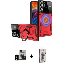 Marsilyan™- Galaxy S24 Ultra Kılıf Kıvılcım Modern Serisi - Siyah Bilvis 3D Cam Ekran Koruyucu + Pvd Metal Kamera Lens - Sh