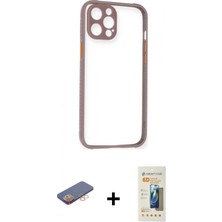 Marsilyan™- iPhone 12 Pro Max Kılıf Nova Asil Özel Seri - Siyah 6d Mat Seramik Hayalet Nano Ekran Koruyucu + Renkli Kamera Lens Koruma Cam - Tu