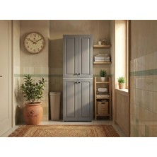 Kenz Life Kenzlife Membran Çamaşır-Kurutma Makinesi Dolabı Roksana Gribyz Çerçeve 180*70*60 Mebran Kapak Suntalam Gövde Banyo Çift Katlı Arkalıksız