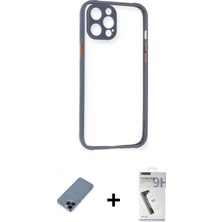 Marsilyan™- iPhone 12 Pro Kılıf Nova Asil Özel Seri - Şeffaf Uv Polymer Nano Ekran Koruyucu + Metal Kamera Lens Koruma Cam - Mı