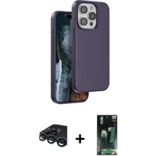 Marsilyan™- iPhone 15 Pro Max Kılıf Kıvılcım Çizgi Serisi - Siyah 360 Mat Full Body Arka Koruyucu + Raze Metal Kamera Lens - Lt