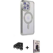 Marsilyan™- iPhone 15 Pro Kılıf Zirve Doku Prime - Siyah Bilvis Hayalet Cam Ekran Koruyucu + Raze Metal Kamera Lens - Gs